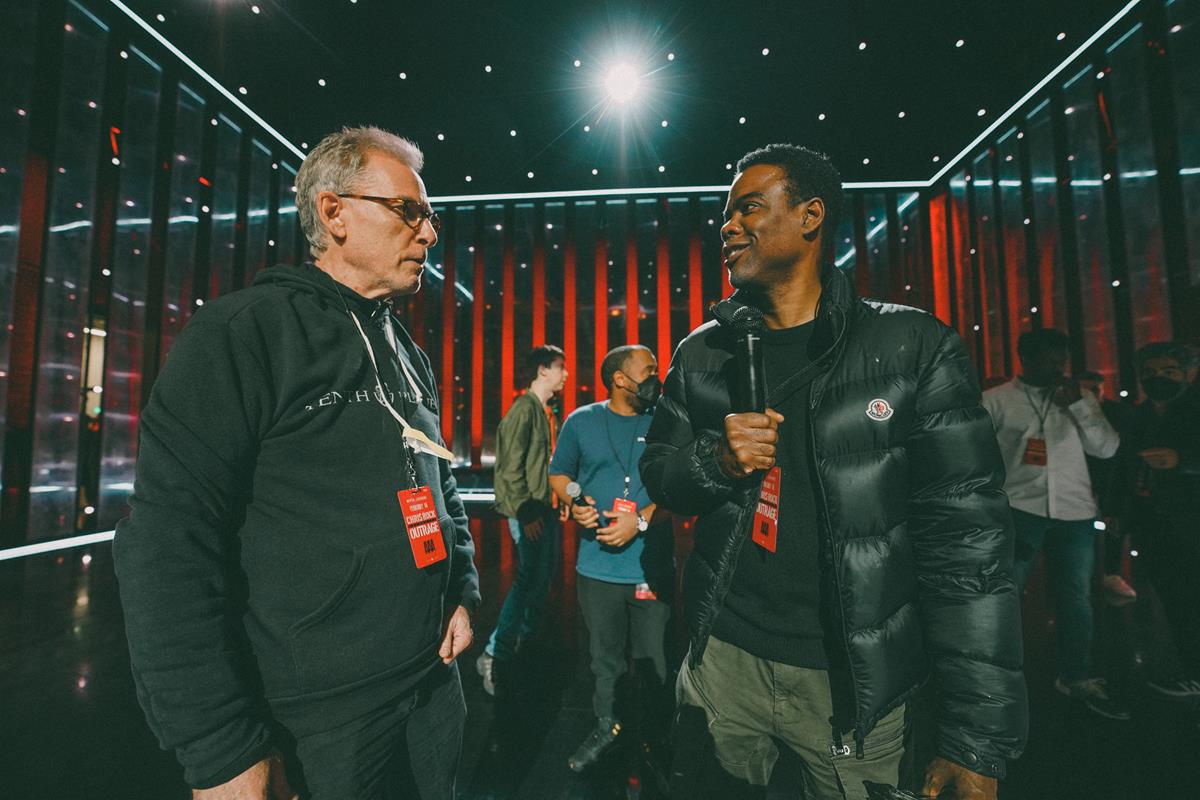 Behind the scenes of “Chris Rock LIVE: Selective Outrange” at the Hippodrome Theater in Baltimore. Cr: Kirill Bichutsky/Netflix