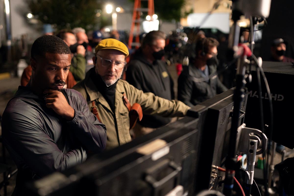 Director Michael B. Jordan and cinematographer Kramer Morgenthau on the set of “Creed III.” Cr: Ser Baffo/Metro-Goldwyn-Mayer Pictures Inc.