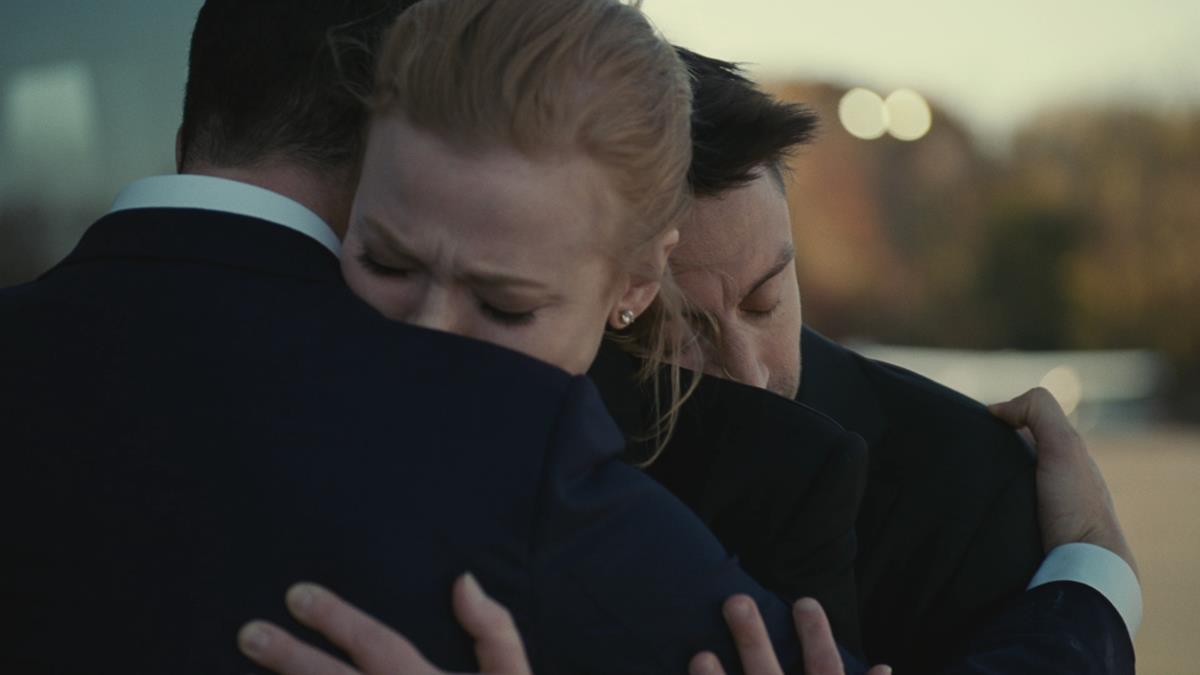 Jeremy Strong as Kendall Roy, Sarah Snook as Shiv Roy, and Kieran Culkin as Roman Roy in Season 4 of “Succession.” Cr: HBO