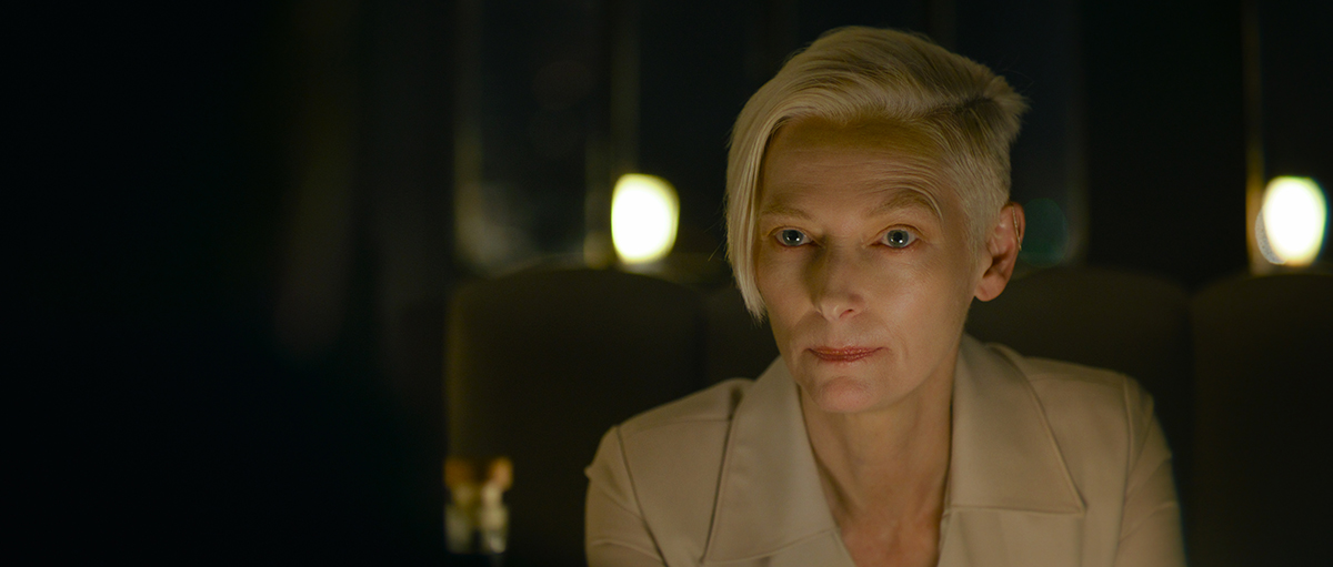 Tilda Swinton as The Expert in “The Killer,” directed by David Fincher. Cr: Netflix