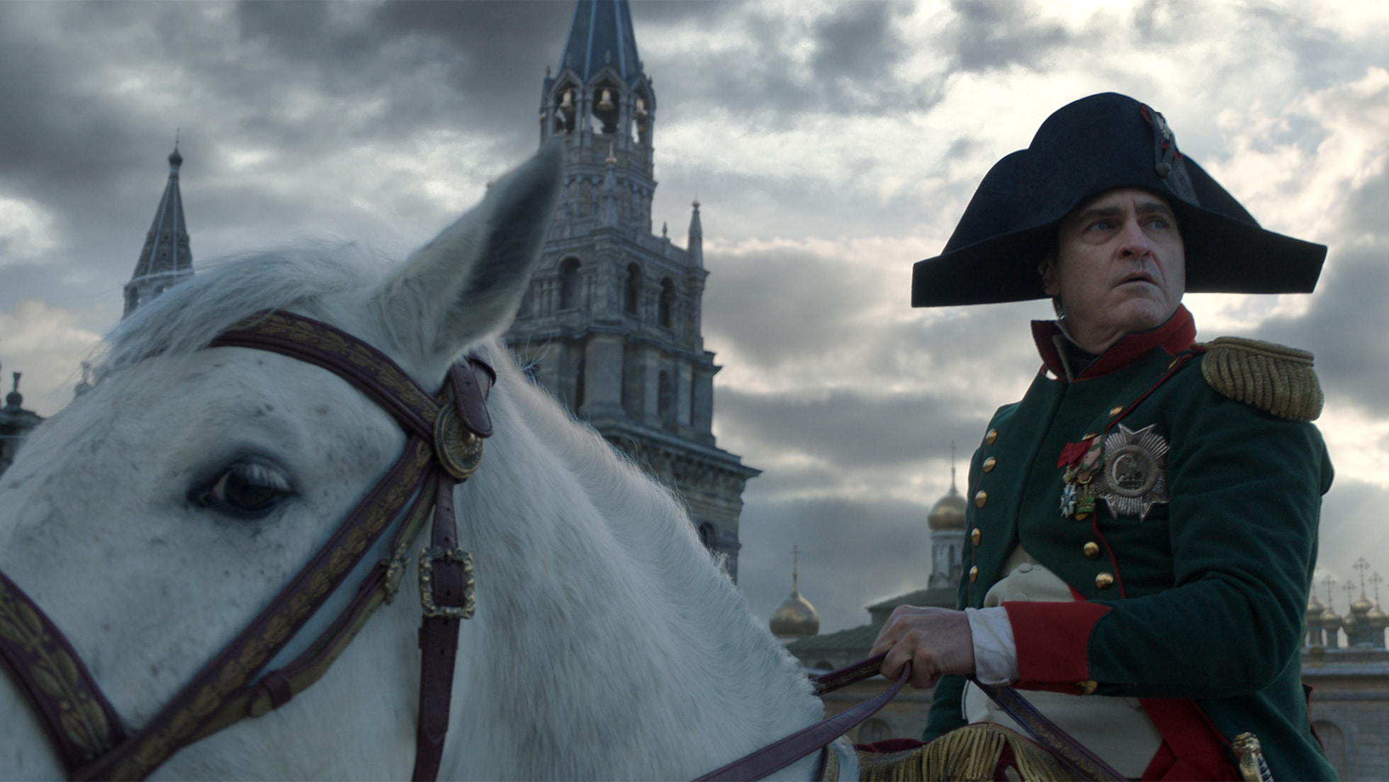 Joaquin Phoenix in “Napoleon,” directed by Ridley Scott. Cr: Apple TV+