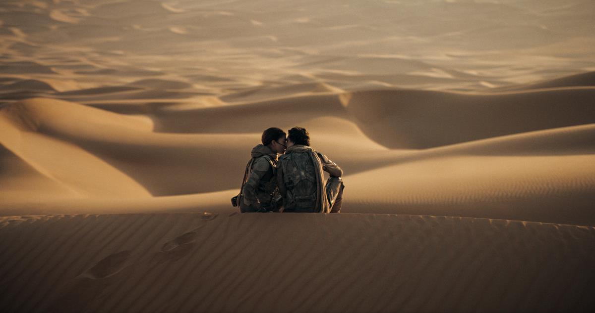 Zendaya as Chani and Timothée Chalamet as Paul Atreides in “Dune: Part Two,” directed by Denis Villeneuve. Cr: Warner Bros. Pictures