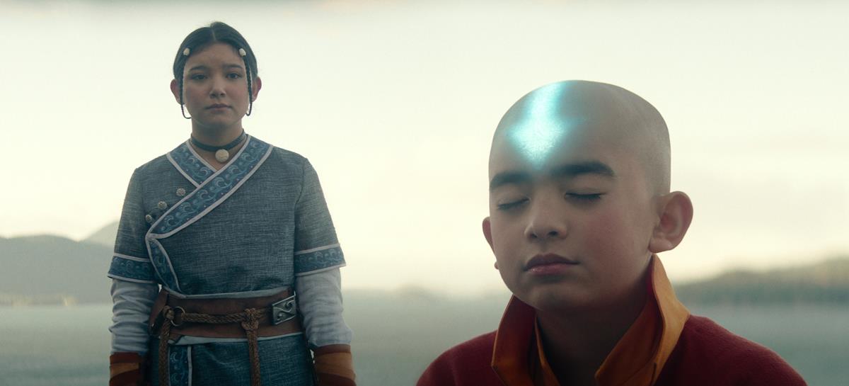 Kiawentiio as Katara and Gordon Cormier as Aang in Season 1 of “Avatar: The Last Airbender.” Cr: Netflix