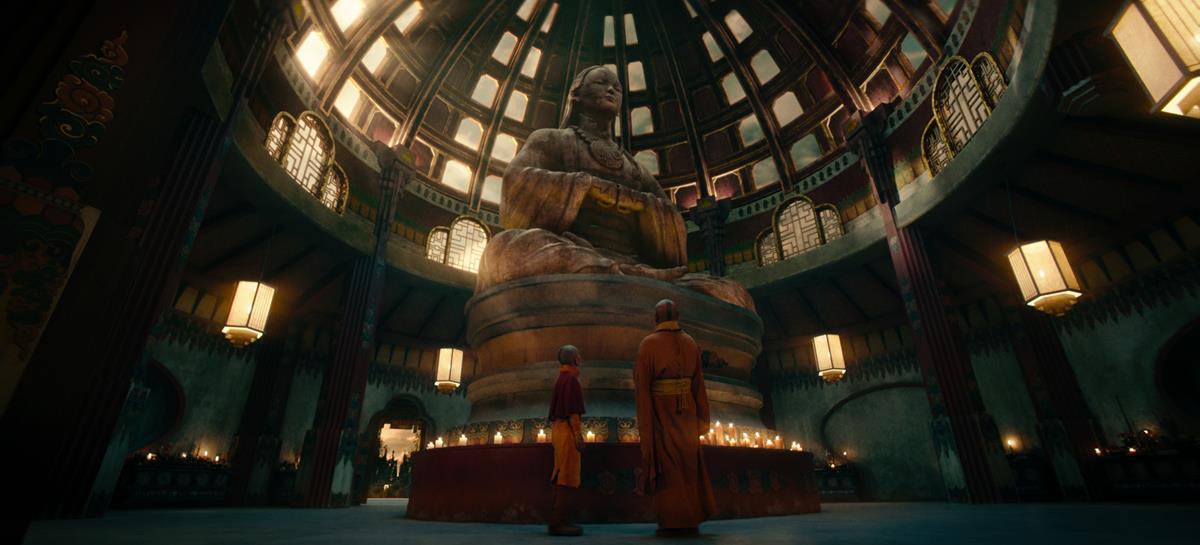 Gordon Cormier as Aang and Lim Kay Siu as Gyatso in Season 1 of “Avatar: The Last Airbender.” Cr: Netflix