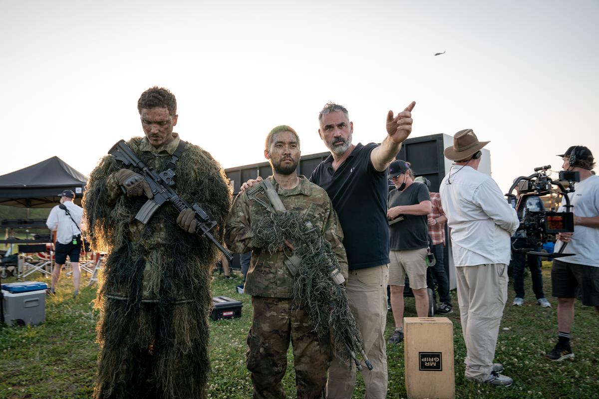 Writer and director Alex Garland on the set of “Civil War.” Cr: Murray Close/A24