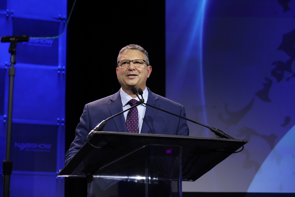 Eric Trabb, senior vice president and chief customer success officer at NAB Global Connections and Events, at the Product of the Year Awards at NAB Show. Cr: NAB Show 