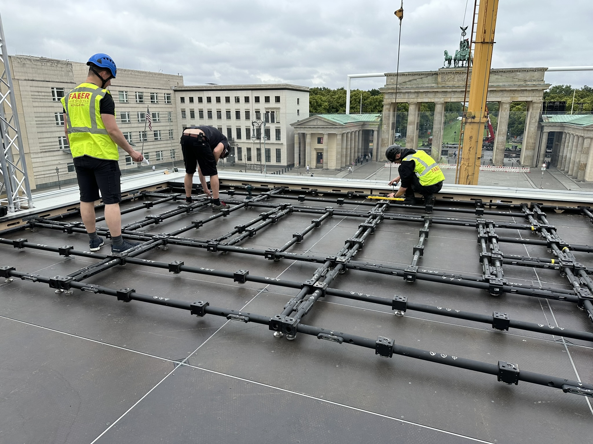 Construction on the open-air studio in Berlin for BBC Sport’s UEFA 2024 championship coverage