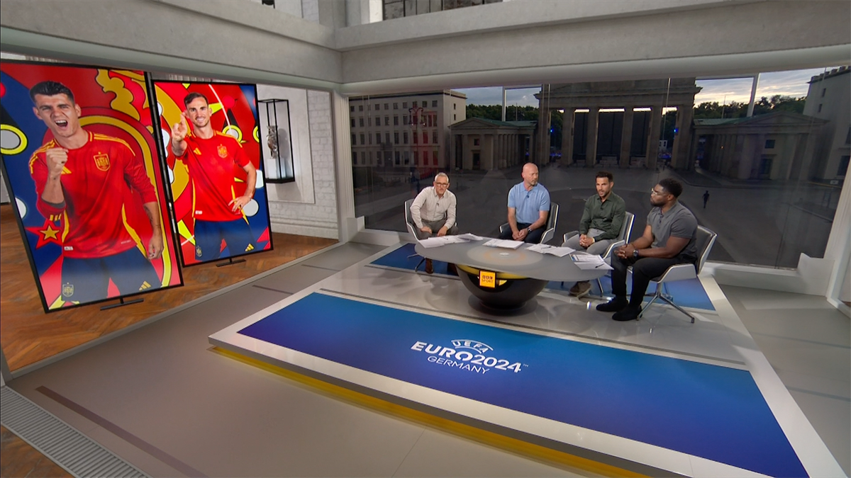 BBC Sport’s virtual set, built in Berlin for coverage of the UEFA EURO championships and utilizing mixed-reality elements.